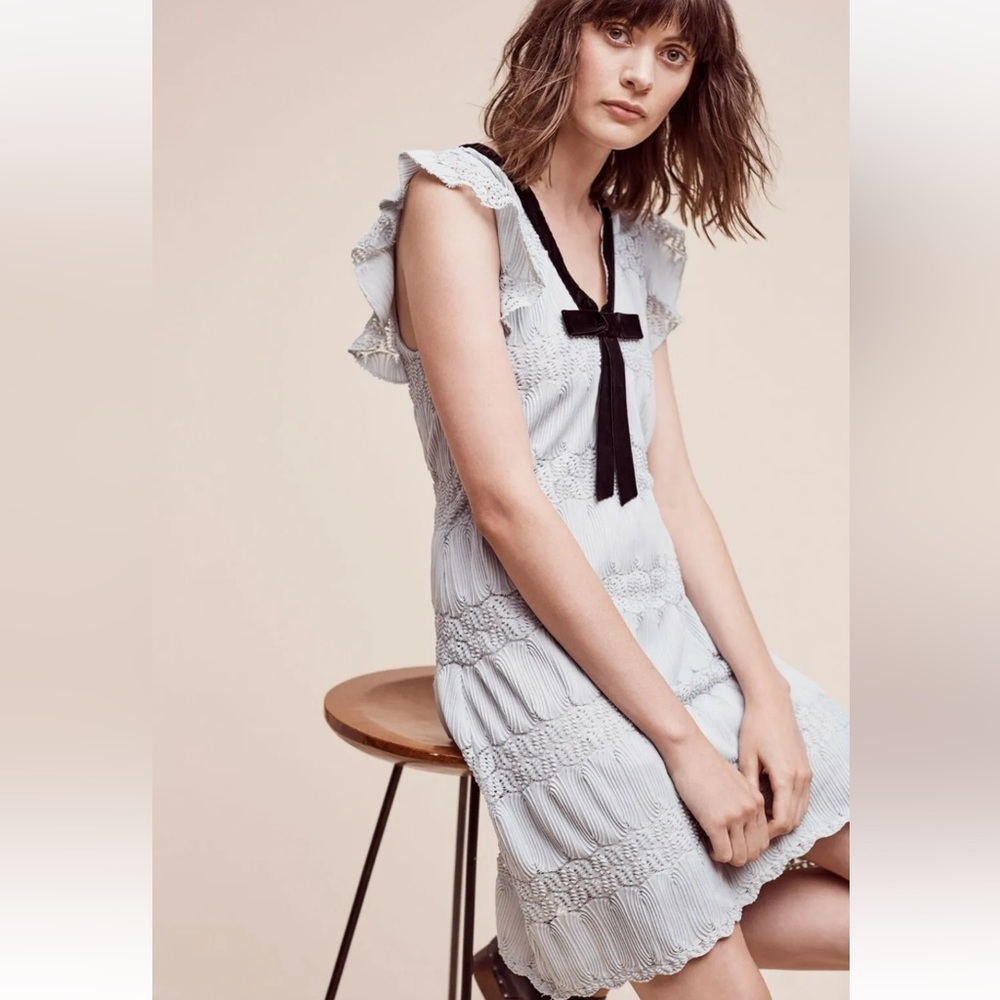 EUC Anthropologie Eva Franco Larissa Lace Dress velvet bow size XSP